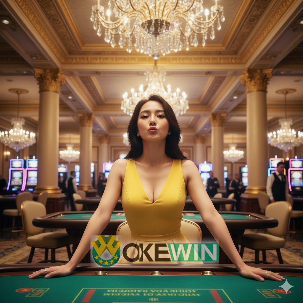Dealer wanita di meja baccarat Live Casino mewah